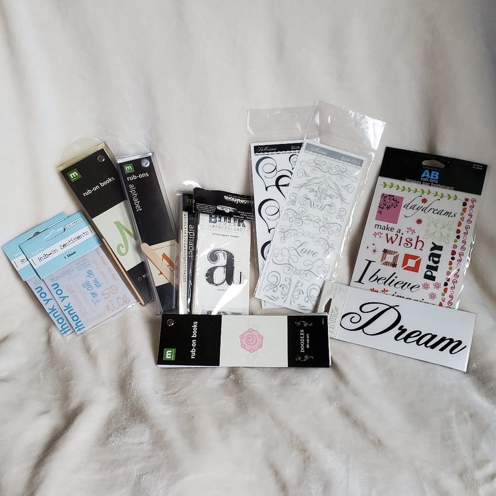 Rub on papercraft or scrapbooking lot